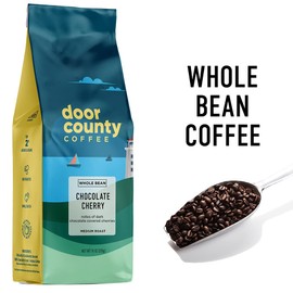 Door County Coffee Chocolate Cherry Flavored Whole Bean - 10 oz Bag - Medium Roast - 100% Specialty Arabica - Flavored Gourmet - Chocolate Cherry