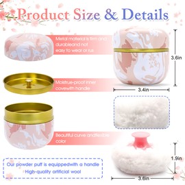 Large Powder Puff for Body Powder with Powder Container, Soft Powder Puff and Container for Talcum Powder, Loose Powder, Travel Containers