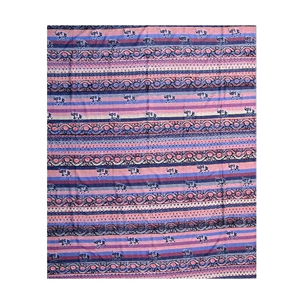 India Arts Cotton Paisley Print on Stripes Tapestry