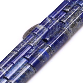HAAMIIQII 28pcs 4x13mm Natural Lapis Lazuli Beads Column Cylinder Tube Loose Gemstone Beads for Jewelry Making DIY Bracelet Necklace