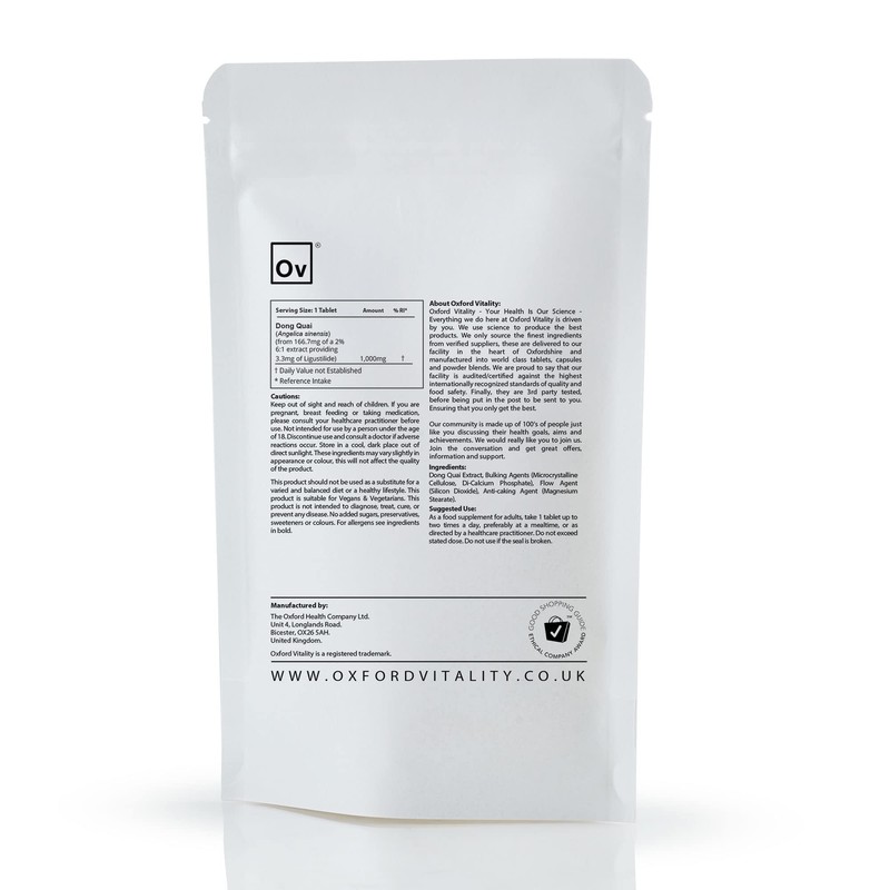 Dong Quai Root Tablets | 1000mg Supplements Pills | Oxford