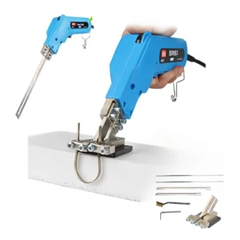 110V Hand Held Electric Foam Hot Cutter Knife Grooving Carving Knife Sculpture Styrofoam Sponge Cutting with Blades & Accessories (With small slotting board)