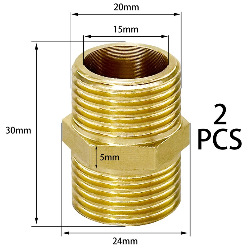 2 PCS 1/2" Male BSP Thread Brass Pipe Connector