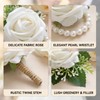 4-Piece Wedding Boutonniere Set,Corsage and Boutonniere Set,Fabric Corsage Wristlet for