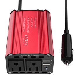 MOYAC 300W Inversor de Corriente Portátil para Auto, Convertidor 12v a 110V, 2 Puerta Hembra y 2 Puertos USB, Compatible con Computadoras, Refrigeradores, Iluminación, para Aventuras, Picnic, Playa
