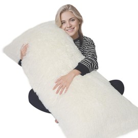 ZonLi Fluffy Body Pillow, Full Body Pillows for Adults, Long Pillow for Sleeping with Removable Cover and Adjustable Filling for Side Sleeper & Pregnancy, Large and Firm, Machine Washable(White)