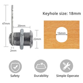 Anhoer 20mm Security Mailbox Lock with Alike Keys Barrel Drawer Cabinet Mail Box Locker Cam Lock Cabinet Drawer Cam Lock for Door Cabinet Cupboard Locker Letter Box Wardrobe