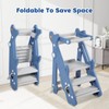 Dollate Foldable Adjustable Toddler Step Stool with Safety Rail, Anti-Slip