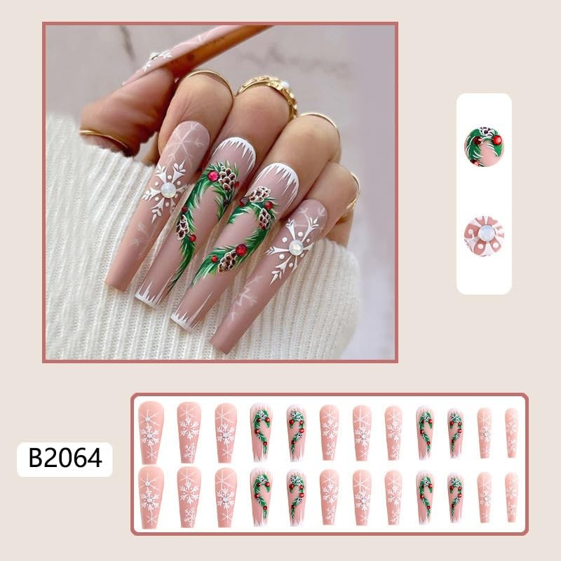 Kit De 24 Uñas Postizas De Gel Francesas A Presión,