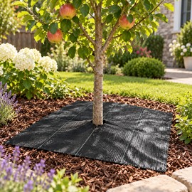 Weed Barrier Mats for Garden & Landscaping – 10-Pack 0.6×0.6M PE Ground Covers for Plants, Trees & Garden Beds