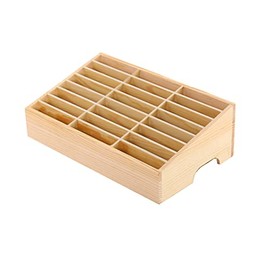 Wooden Cell Phone Holder Mobile Phone Storage Box Desktop Organizer for Teachers Classroom School Office (24 Grid)