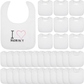 Toulite 50 Pcs White Bibs for Baby Washable Reusable Waterproof Cotton Feeder Bibs with Double Sided Design