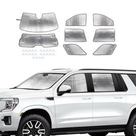 CheroCar Full Set Windshield Sunshade Fit for GMC Yukon 2024 2025 Front Window Sun Shade Foldable Sun Visor Interior Accessories Aluminium Foil,8PCS