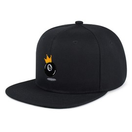 8 Ball Hip-Hop Snapback Hat Embroidered Black Baseball Cap Billard Pool
