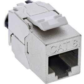 InLine® Keystone RJ45 Socket Slim, SNAP-In, Cat.8.1, Integrated Cable Tie