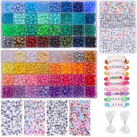 Pony Beads, 2300 Hair Beads, 1600 pcs Friendship Bracelet Making Kit, 700 Letter Beads for Bracelet Making, Craft Bracelet Beads, Kandi Beads Colourful Beads Easy to Learn DIY Craft Making Kit