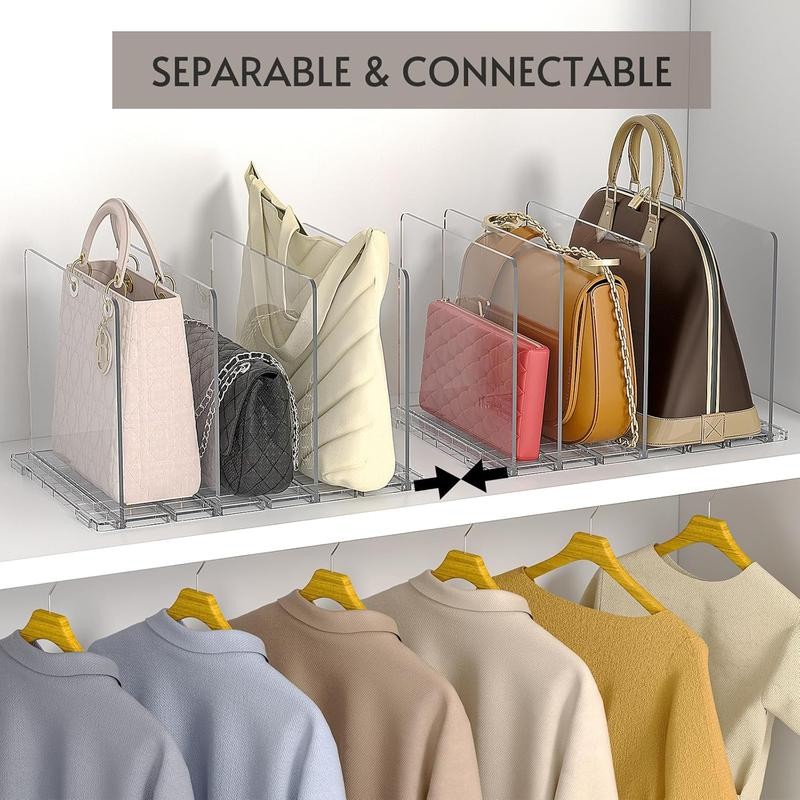 Bag & Purse Organizer for Closet: 2-Pack Adjustable Clear Handbag
