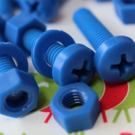 20 x Blue Pan Head Screws Polypropylene (PP) Plastic Nuts and Bolts, M5 x 20mm, Washers, (13/64 x 25/32 in)