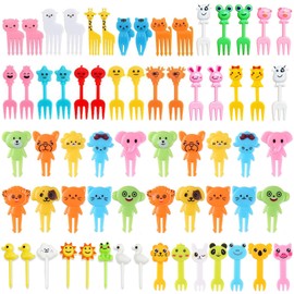 65 Pieces Animal Food Picks for Lunchbox, Mini Fun Fruit Picks, Lunch Picks for Bento Box, Cute Reusable Toothpicks Forks for Picky Eaters, BPA-Free