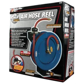 Performance Tool Air Hose Reel Retractable Black 25' Hose L 3/8"Hose i.d 300 psi Max Pressure
