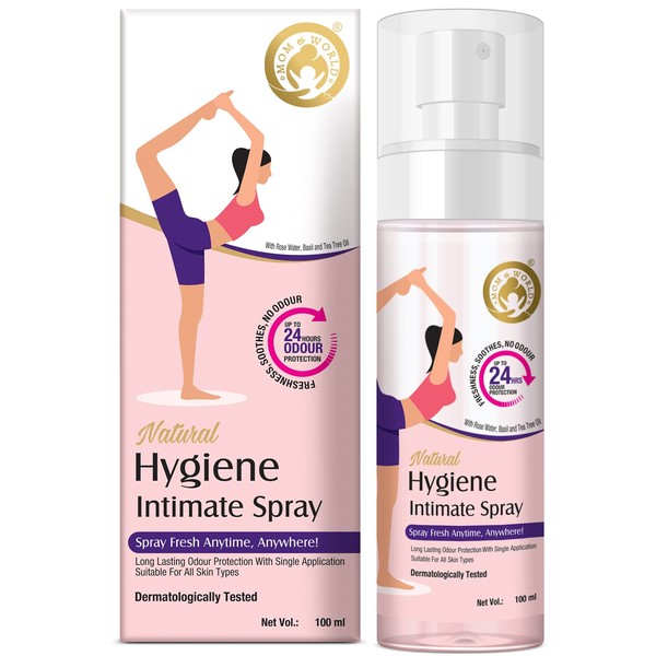 Mom & World Natual Hygiene Intimate Spray, Dermatologically Tested, Upto 24 Hours Odour Protection, 100 ml