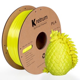 Kretrum PLA 3D Printing Filament 1.75 mm Dimensional Accuracy +/- 0.2 mm 1 KG 2.2 LBS Cardboard Spool Refills for Most FDM 3D Printer fits Bambu Creality FlashForge Anycubic ELEGOO etc. Yellow