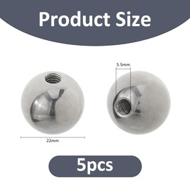 SUPERFINDINGS 5Pcs M6x22mm Ball Nuts Knob 304 Stainless Steel Female Thread Ball Nut Caps Silver Replacement Chromium Steel Balls Screw Caps Round Lamp Decoration for Lighting Machinery DIY