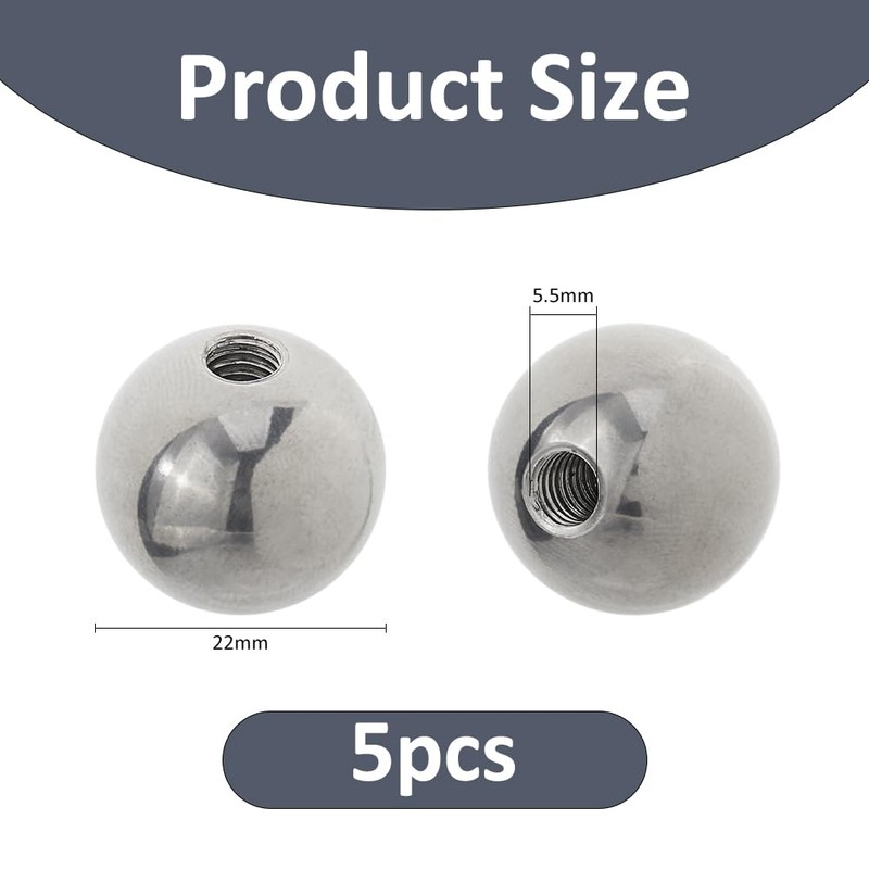 SUPERFINDINGS 5Pcs M6x22mm Ball Nuts Knob 304 Stainless Steel Female