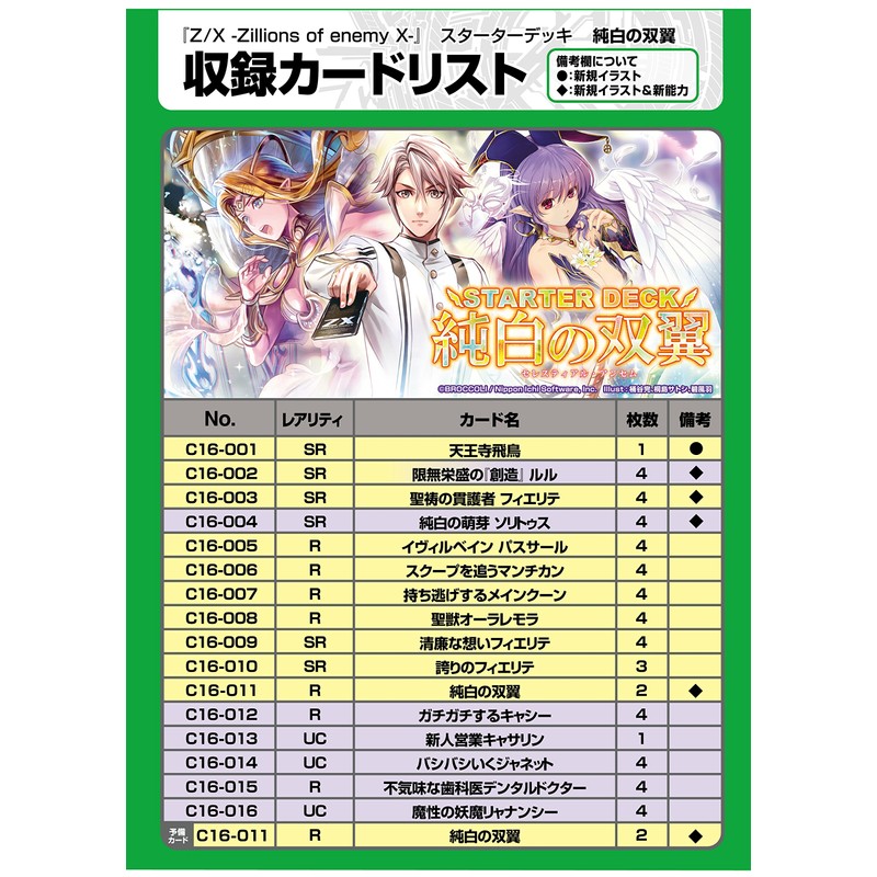 Z/X (ゼクス) -Zillions of enemy X- スターターデッキ C16 純白の双翼