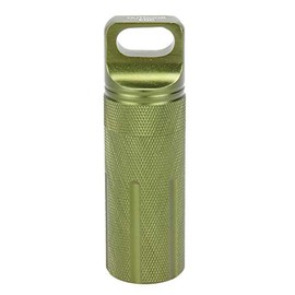 Waterproof Seal Bottle Waterproof Pill Holder Metal Survival Capsule EDC Container Tank for Hunting Camping Mountaineering (Round Head, Green)