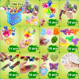 Dilycery 100 Pcs Party Favors Treasure Box Toys for Classroom Carnival Prizes Rewards, Stocking Stuffers, Goodie Bag Stuffers for Kids Party, Pinata Fillers Birthday Gifts Bulk Toys