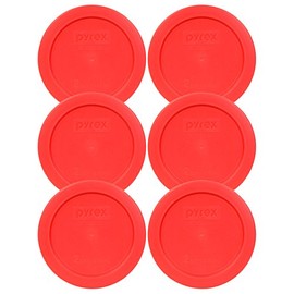 Pyrex 7200-PC 2-Cup Red Food Storage Replacement Lid (6-Pack) - Made in USA