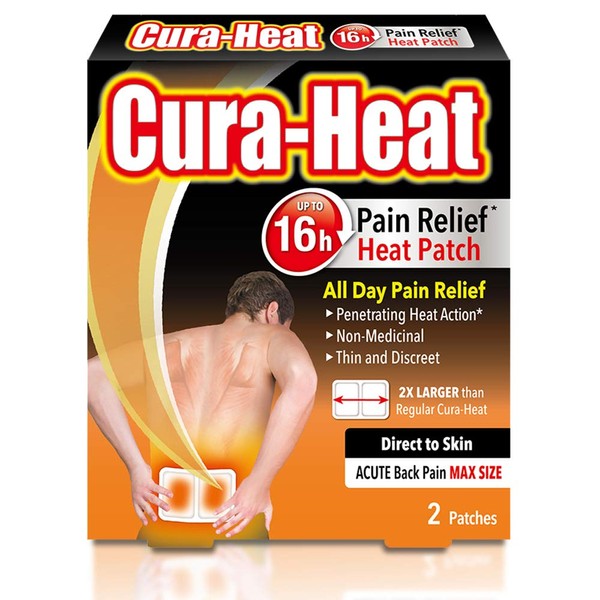 Cura-Heat Back Pain MAX size Direct-to-Skin, Pack of 2
