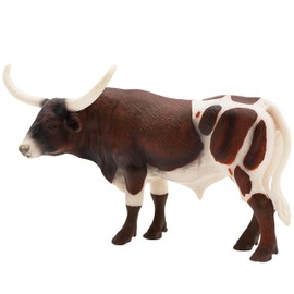 Gemini&Genius Farm Animal Toys, Longhorn Cow Action Figure, Hand Painted, 6 Inches Length, Realistic and Durable Farm Toys for Children Boys and Girls Gift (189)