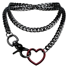 ZENGSING Punk Necklace Choker Heart Ring Pendant Necklace, Punk Goth Heart Ring Choker Vintage Waist Chain, Gothic Heart Choker Jewellery for Men Women, Metal, No Gemstone