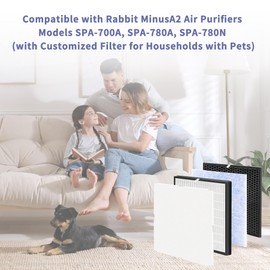 Popurure Filter Replacement Kit Compatible with Rabbit MinusA2 Air Purifier, Models SPA-700A, SPA-780A, SPA-780N, H13 4-Stage Filtration (4-Pack)