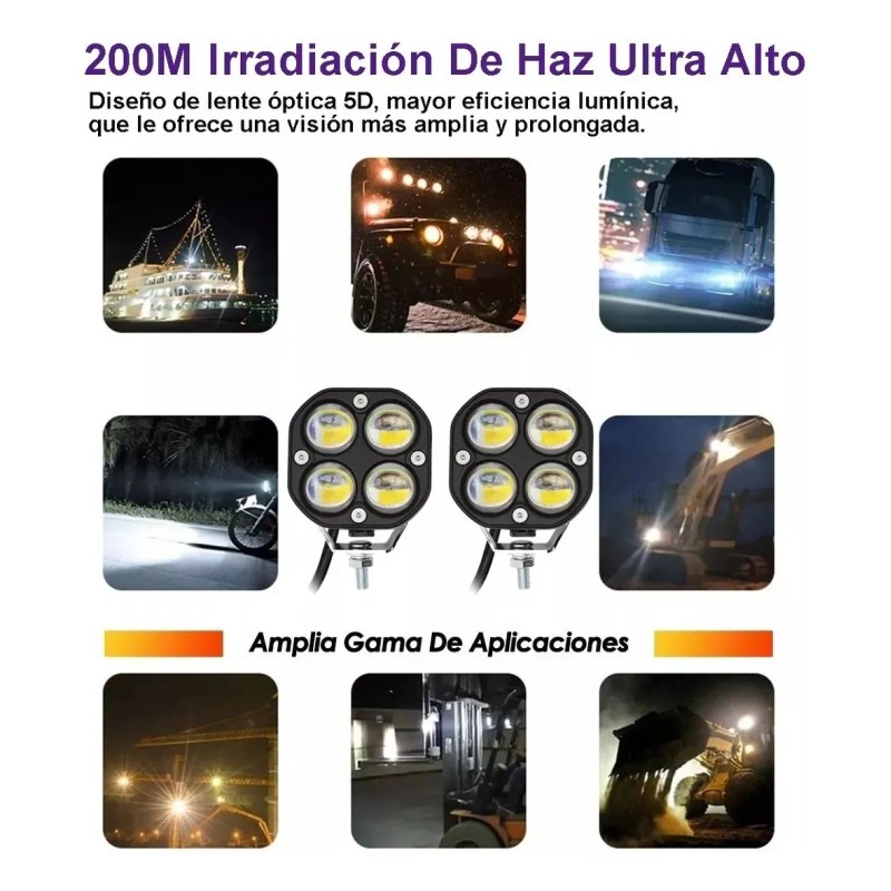 Faros De Lupa Doble Color Universal De 28000 Lúmenes