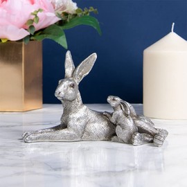 tHE Leonardo Collection LP47399 Figure | Silver Hare & Young Reflections | 1 Piece-17x9x11 cm Accessory