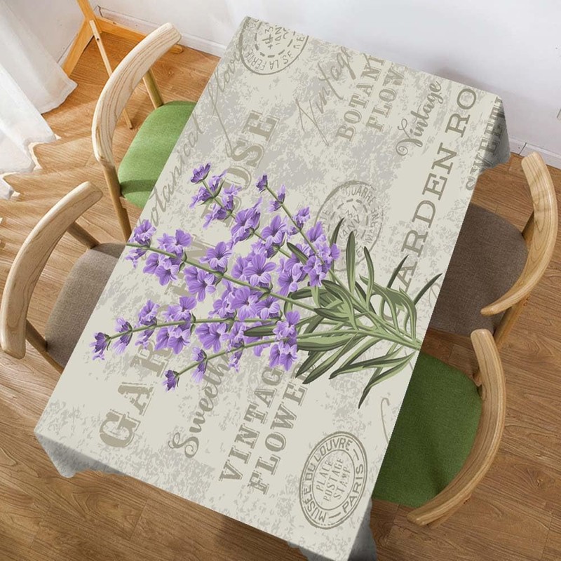 Walmsco Tablecloth Purple Lavender Stamp Decor For Dining Room Kitchen