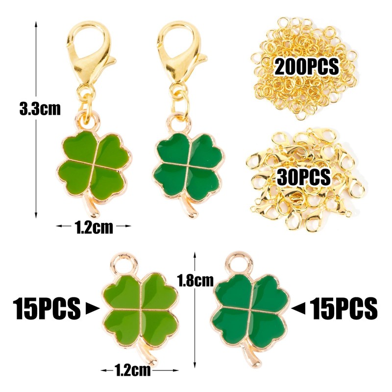 BOFUNX Pack of 30 Lucky Charm Pendants Mini Clover Leaf