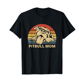 Vintage Pitbull Mom | Happy smiling Pitbull Mom on Sunset T-Shirt
