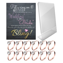 Bridal Shower Games - Put a Ring on It Bridal Shower Game with Fake Rose Gold Silver Rings, Bridal Shower Decoration, Bridal and Wedding Shower Games