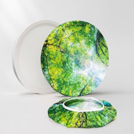 CASAZEN 12" Ceiling Light Cover, 4 Pcs Flush Mount Light Fixture Cover, Fabric Ceiling Light Fixture Cover, Light Filters for Bedroom, Kitchen, Hallways/Entryways, Office, Basement (Forest)