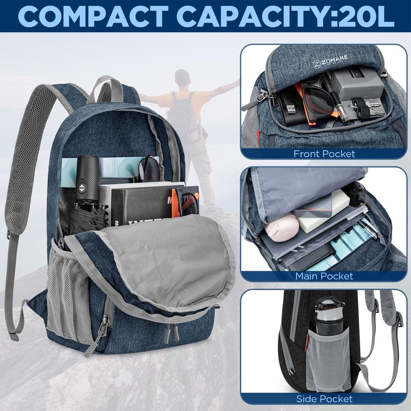 ZOMAKE 20L Lightweight Packable Hiking Backpack for Women Men -