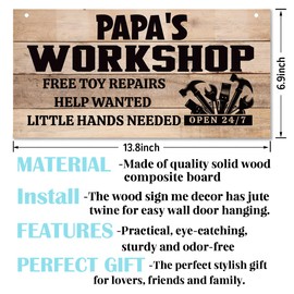 Papa's Workshop Decor, Home Decor for Tool Room, Decorative Wall Plaque, Grandpa Nickname Sign, Wall Decor Art, Papa Workshop Sign Gift, Papa Gift for Birthday Christmas Father's Day