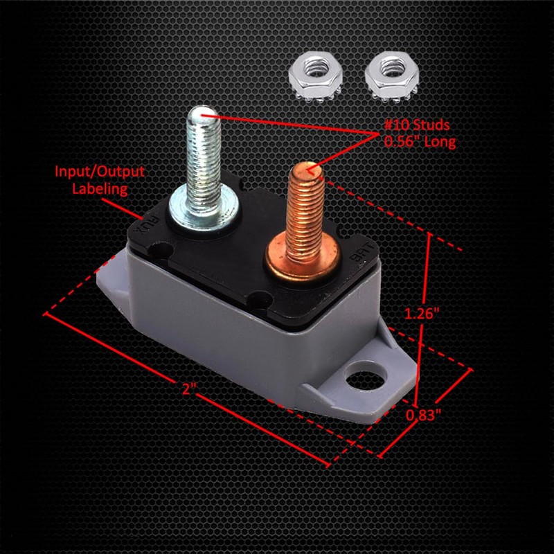 Ampper DC 12V - 24V Automatic Reset Circuit Breaker with