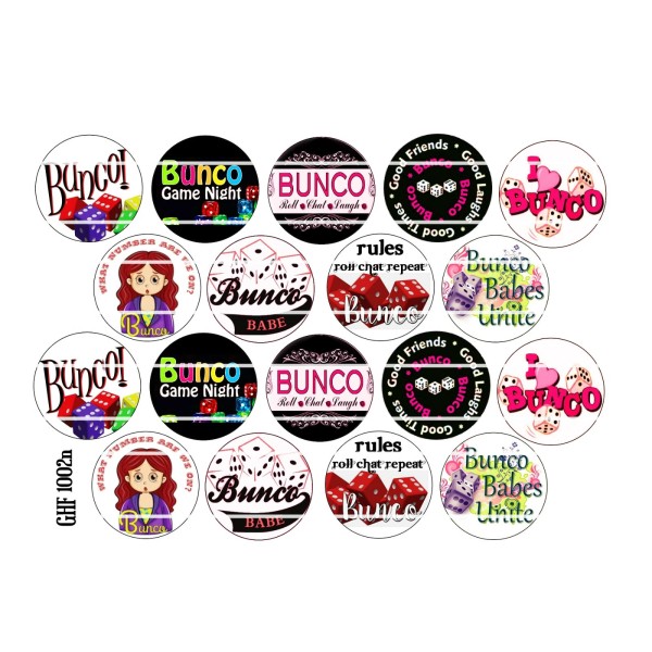 HHTDesigns Bottle Cap Images (25mm) 1" ~ Precut ~ Bunco