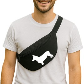 Huuraa Bauchtasche Welsh Corgi Pembroke Silhouette Geschenk 2,5 Liter Black Welsh Corgi Pembroke Geschenkidee