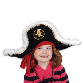 Party Central Pack of 6 Black and White Girl Child Pirate Captain's Party Hat - Medium