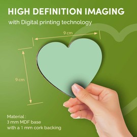 Destination Vinyl ltd Great Coasters (Set of 4) Heart - Mint Green Colour Block Drink Glossy Coasters/Tabletop Protection for Any Table Type #45740